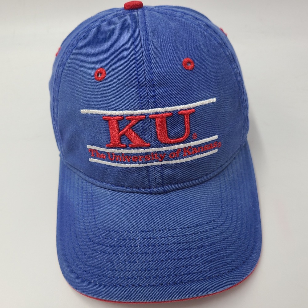 Kansas Jayhawks Hat Strapback The Game Split Bar Blue Red NCAA University Men